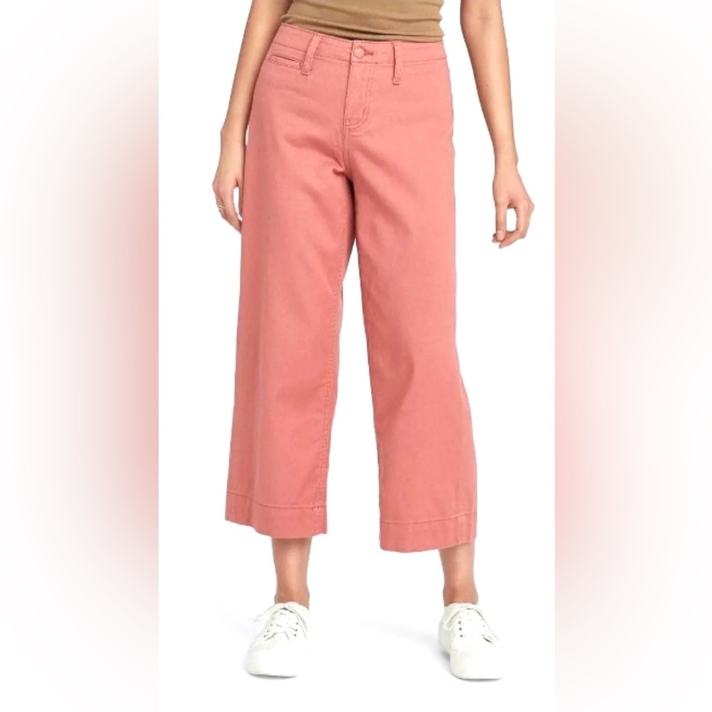 A NEW DAY Wide Leg Cropped High Waist Pants Dusty Pink